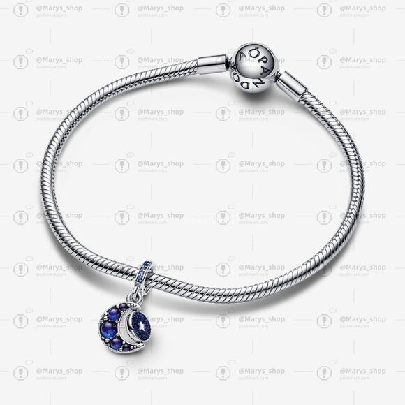 Pandora Sparkling Moon Spinning Dangle Charm - Picture 3 of 5